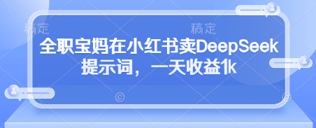 全职宝妈在小红书卖DeepSeek提示词，一天收益1k-网创猫
