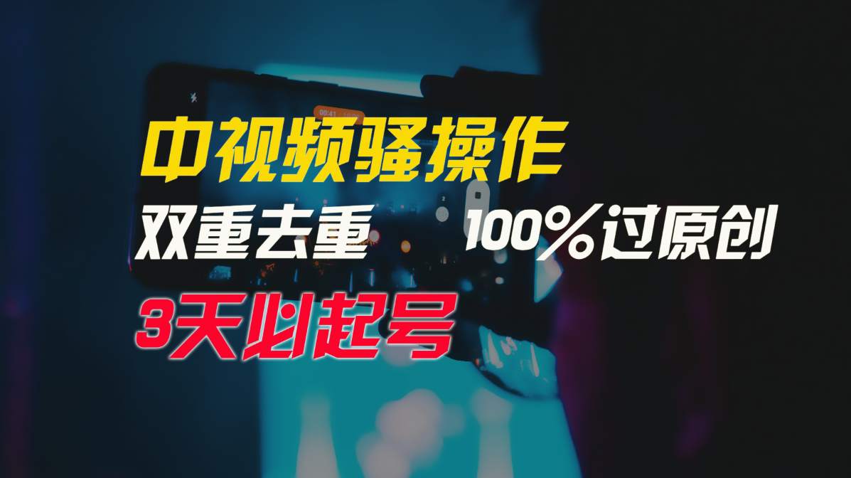 中视频骚操作，双重去重100%过原创，3天比必起号，简单无脑，月入3W+-网创猫