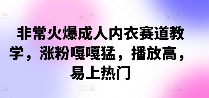 非常火爆成人内衣赛道教学，​涨粉嘎嘎猛，播放高，易上热门-网创猫