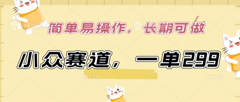 小众赛道，一单299.简单易操作，长期可做-网创猫