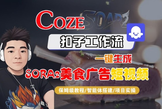Coze扣子智能体工作流一键生成“SORA2美食广告“短视频，全流程保姆级教学-网创猫