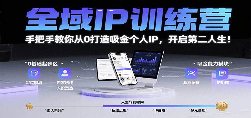 全域IP训练营，手把手教你从0打造吸金个人IP，开启第二人生！-网创猫