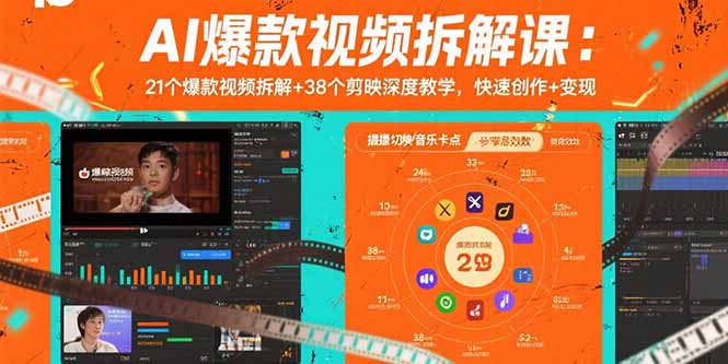 AI爆款视频拆解课：21个爆款视频拆解+38个剪映深度教学，快速创作+变现-网创猫