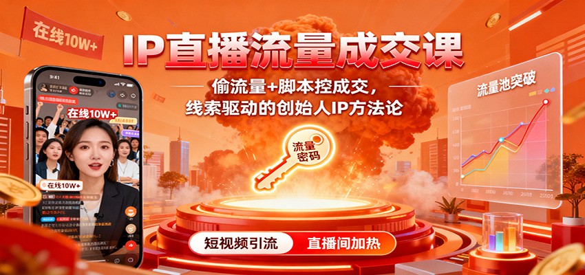 IP直播流量成交课：偷流量+脚本控成交，线索驱动的创始人IP方法论-网创猫