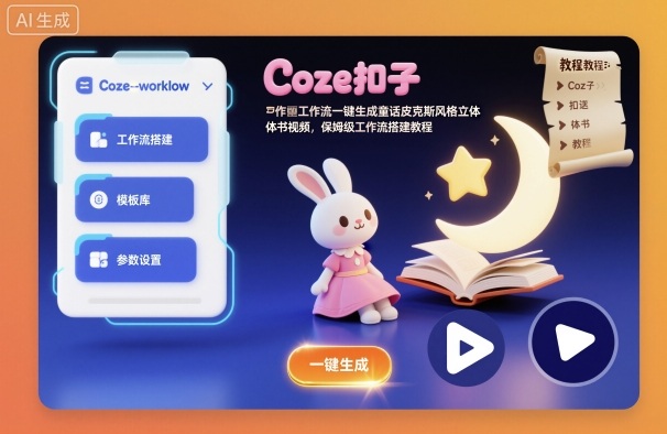 Coze扣子工作流一键生成童话皮克斯风格立体书视频,保姆级工作流搭建教程-网创猫