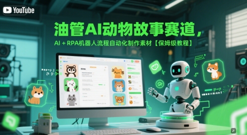 油管AI动物故事赛道，AI+RPA机器人流程自动化制作素材【保姆级教程】-网创猫