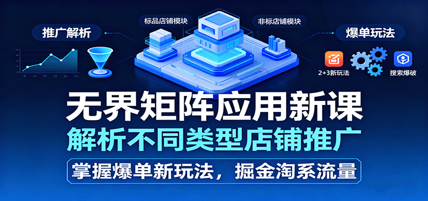 无界矩阵应用新课,解析不同类型店铺推广,掌握爆单新玩法,掘金淘系流量-网创猫