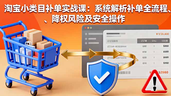 淘宝小类目补单实战课:系统解析补单全流程、降权风险及安全操作-网创猫