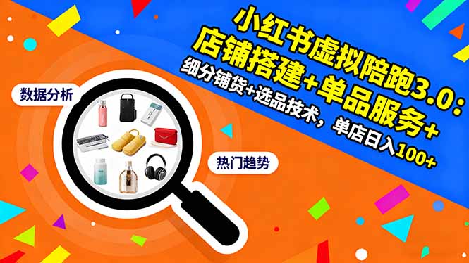 小红书虚拟陪跑3.0：店铺搭建+单品服务+细分铺货+选品技术，单店日入100+-网创猫