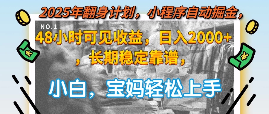 2025年翻身计划，小程序自动掘金48小时可见收益，日入2000+，长期稳定…-网创猫