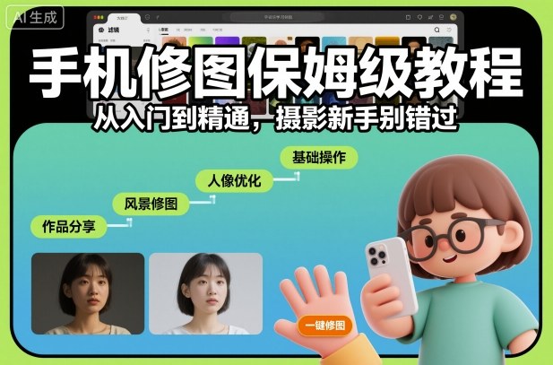手机修图保姆级教程，从入门到精通，摄影新手别错过-网创猫