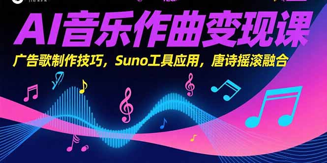 AI音乐作曲变现课，广告歌制作技巧，Suno工具应用，唐诗摇滚融合-网创猫