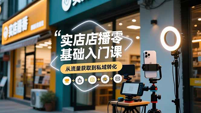 实体店播零基础入门课，实体店+短视频+直播+微信生态+私域社群，从流量获取到私域转化-网创猫