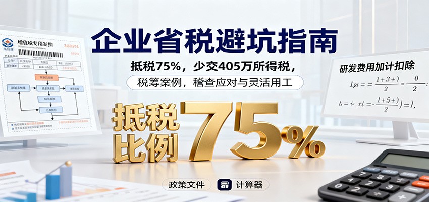 企业省税避坑指南：抵税75%，少交405万所得税，税筹案例，稽查应对与灵活用工-网创猫