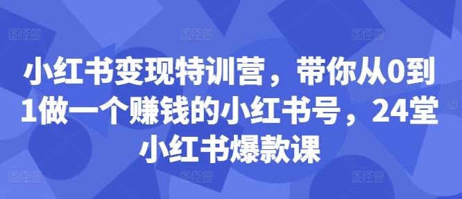小红书变现特训营,带你从0到1做一个赚钱的小红书号,24堂小红书爆款课-网创猫
