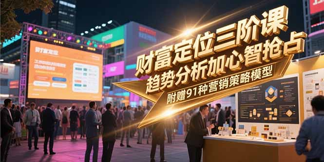 财富定位三阶课,趋势分析加心智抢占,附赠91种营销策略模型-网创猫