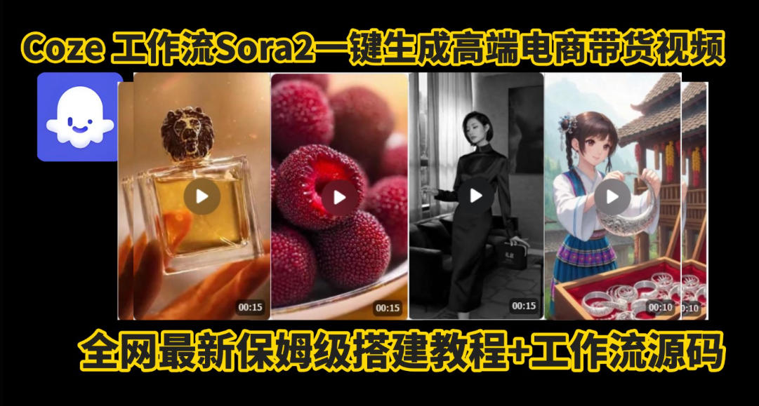 coze智能体sora2一键生成电商带货高端视频工作流保姆级拆解教程，无需剪辑，无需拍摄-网创猫