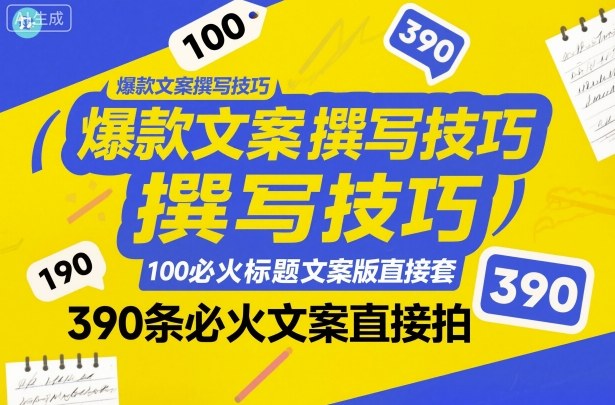 爆款文案撰写技巧，100个必火标题文案模版直接套，390条必火文案直接拍-网创猫