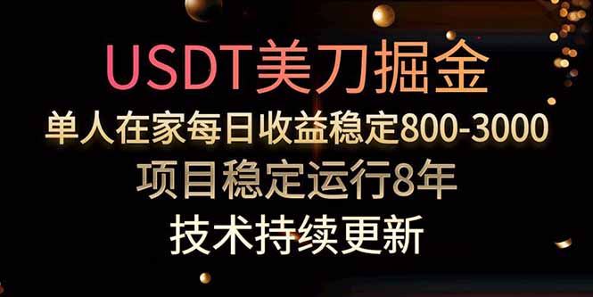 USDT美刀掘金，单人每日收益800-3000，稳定运行8年-网创猫