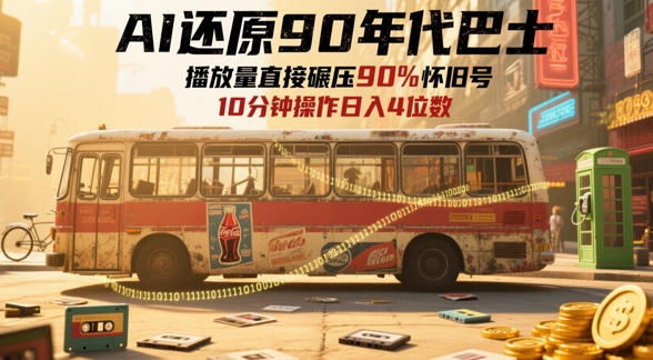 AI还原90年代巴士，一帧就让70后泪崩，播放量直接碾压90%怀旧号，每天操作十分钟，日入四位数-网创猫