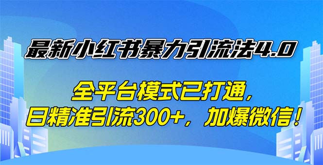 （12505期）最新小红书暴力引流法4.0， 全平台模式已打通，日精准引流300+，加爆微…-网创猫