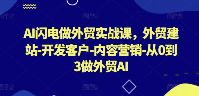 AI闪电做外贸实战课，​外贸建站-开发客户-内容营销-从0到3做外贸AI-网创猫
