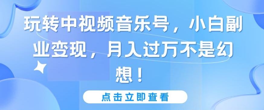 玩转中视频音乐号，小白副业变现，月入过万不是幻想-网创猫