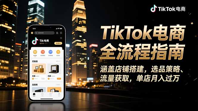 TikTok电商全流程指南，涵盖店铺搭建、选品策略、流量获取，单店月入过万-网创猫
