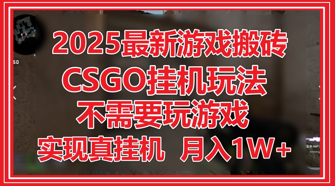 2025最新游戏搬砖，CSGO挂机，不需要玩游戏，实现真挂机，月入1W+-网创猫
