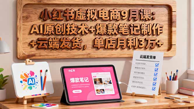 小红书虚拟电商9月课：AI原创技术+爆款笔记制作+云端发货，单店月利3万+-网创猫