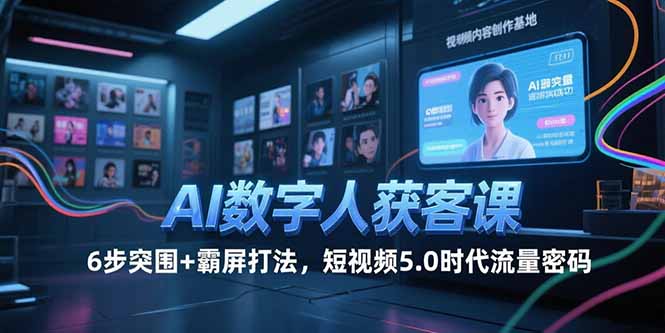 AI数字人获客课，6步突围+霸屏打法，短视频5.0时代流量密码-网创猫