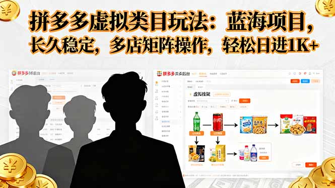 拼多多虚拟类目玩法，蓝海项目，长久稳定，多店矩阵操作，轻松日进1K+-网创猫