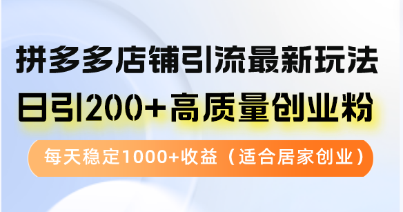 （12893期）拼多多店铺引流最新玩法，日引200+高质量创业粉，每天稳定1000+收益（…-网创猫