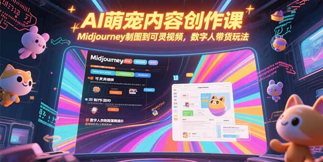 AI萌宠内容创作课，Midjourney制图到可灵视频，数字人带货玩法-网创猫