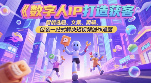 数字人IP打造获客变现实操课，智能选题、文案、剪辑、包装一站式解决短视频创作难题-网创猫