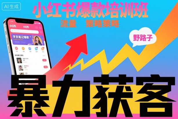 小红书爆款培训班，小红书获客野路子流量打法，暴力持续获客-网创猫