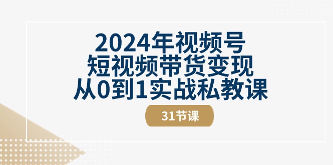 2024年视频号短视频带货变现从0到1实战私教课(30节视频课)-网创猫