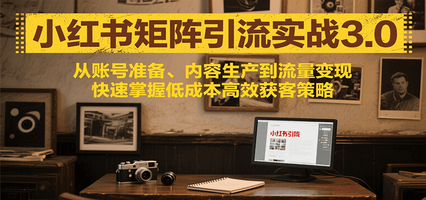 小红书矩阵引流3.0，从账号准备、内容生产到流量变现，快速掌握低成本高效获客策略-网创猫
