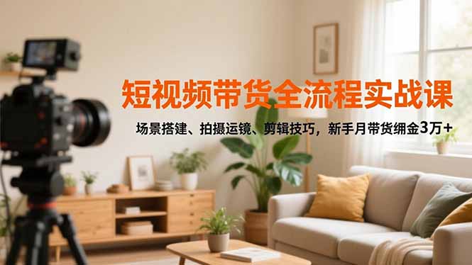 短视频带货全流程实战课，场景搭建、拍摄运镜、剪辑技巧，新手月带货佣金3万+-网创猫