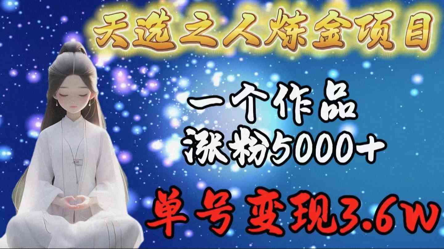 （9693期）天选之人炼金项目，一个作品涨粉5000+，单号变现3.6w-网创猫