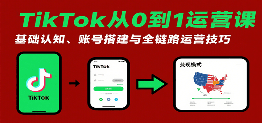 TikTok从0到1运营课：基础认知、账号搭建与全链路运营技巧-网创猫