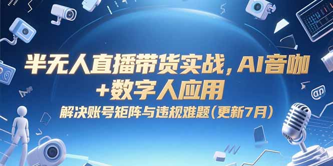 半无人直播带货实战，AI音咖+数字人应用 解决账号矩阵与违规难题(更新7月)-网创猫