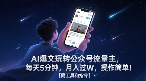 AI爆文玩转公众号流量主，每天5分钟，月入过W，操作简单！【附工具和指令】-网创猫