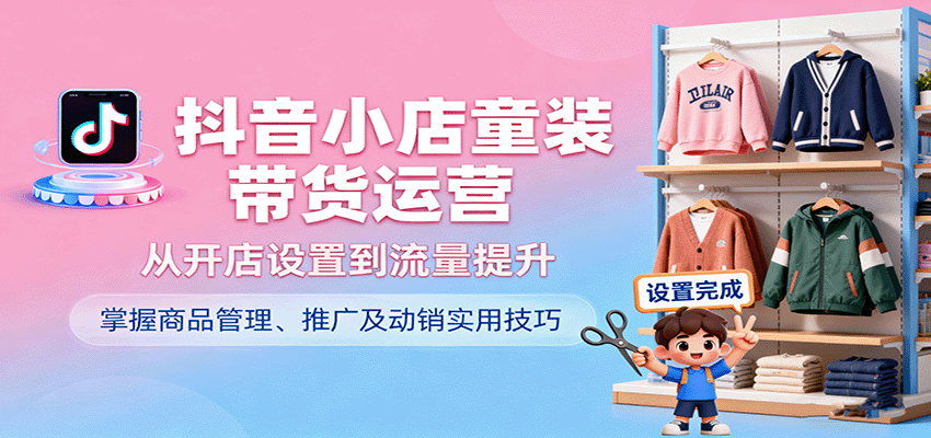 抖音小店童装带货运营，从开店设置到流量提升，掌握商品管理、推广及动销实用技巧-网创猫