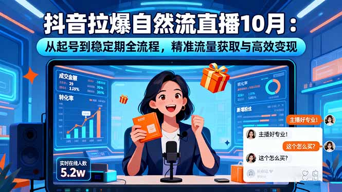 抖音拉爆自然流直播10月：从起号到稳定期全流程，精准流量获取与高效变现-网创猫