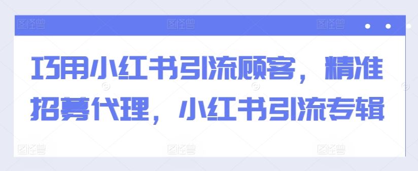 巧用小红书引流顾客，精准招募代理，小红书引流专辑-网创猫