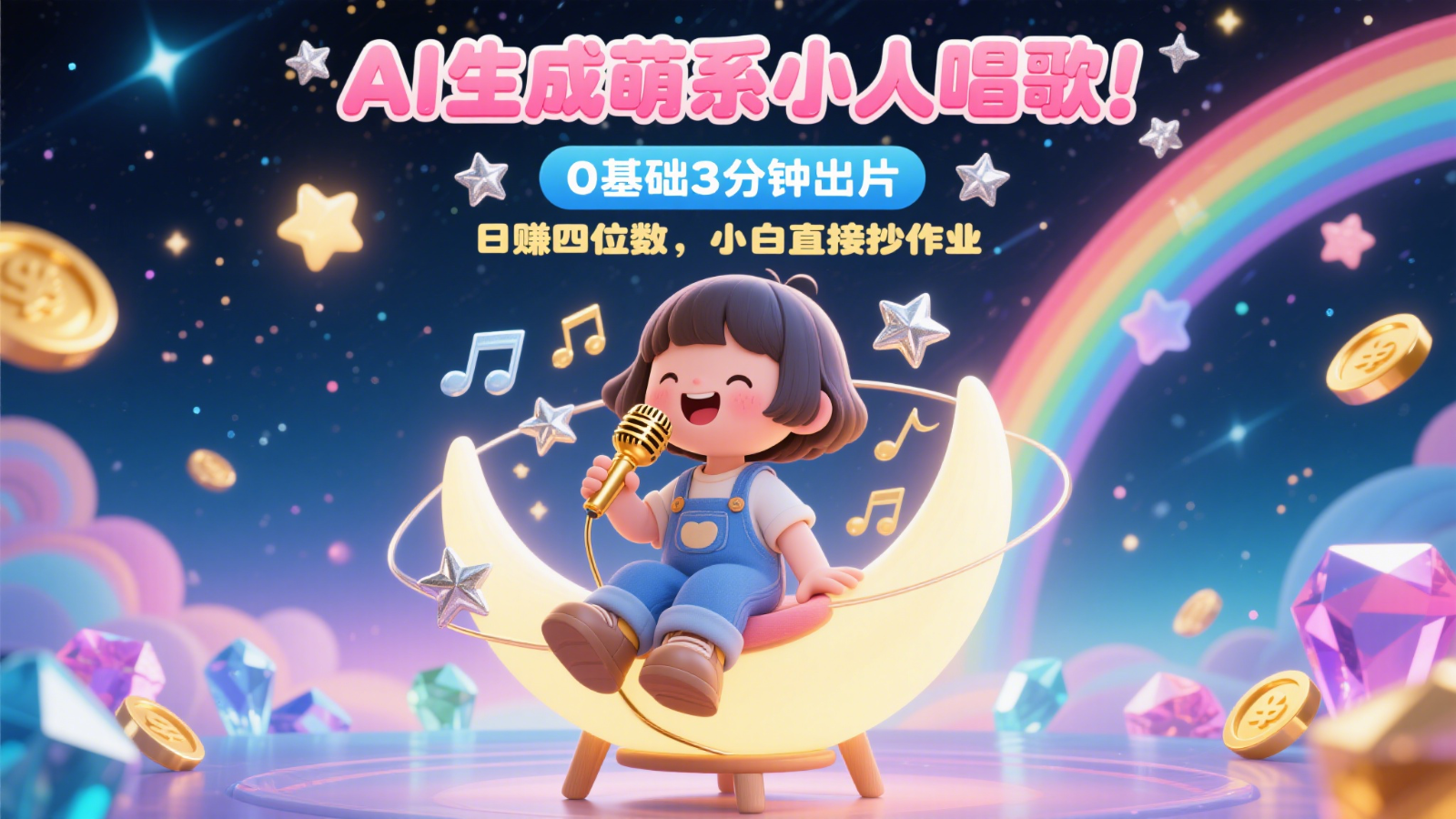 AI生成萌系小人唱歌！0基础3分钟出片，28个作品涨粉9万，日赚四位数，小白直接抄作业-网创猫