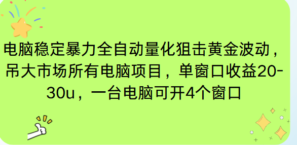 电脑EA策略挂机项目单窗口收益20-30u，单电脑可挂5-10个窗口收益稳健4位数-网创猫