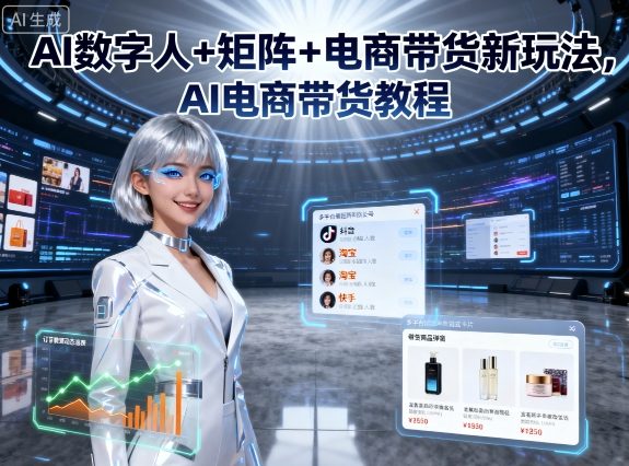 AI数字人+矩阵+电商带货新玩法，AI电商带货教程-网创猫