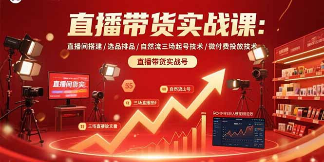 直播带货实战课：直播间搭建/选品排品/自然流三场起号技术/微付费投放技术-网创猫